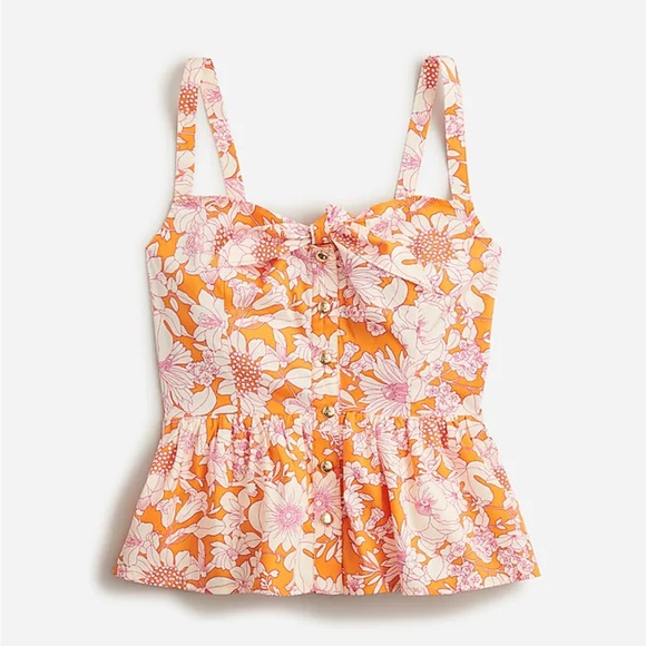 J.Crew Tie-front button-up peplum top in floral cotton poplin size 10 - Picture 1 of 11